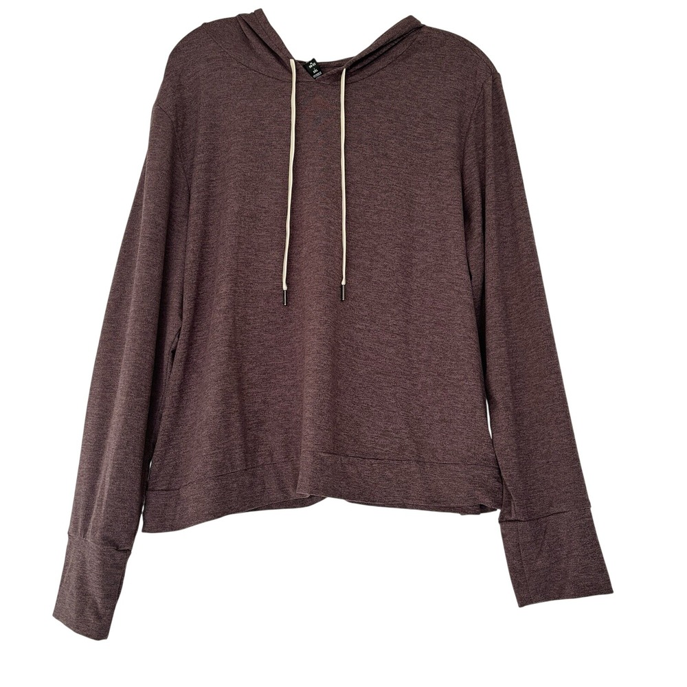 Zobha Womens XXL Heathered Plum Purple Lightweight Pullover Hoodie Activewear